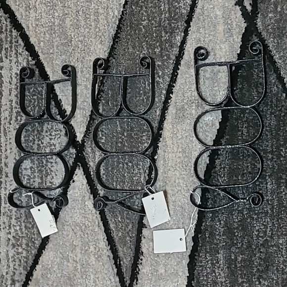 3- BOO! HALLOWEEN METAL BLACK GLITTER SIGNS PRICE FIRM - Picture 8 of 10